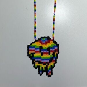 Colorful perler Beaded smiley face Necklace
